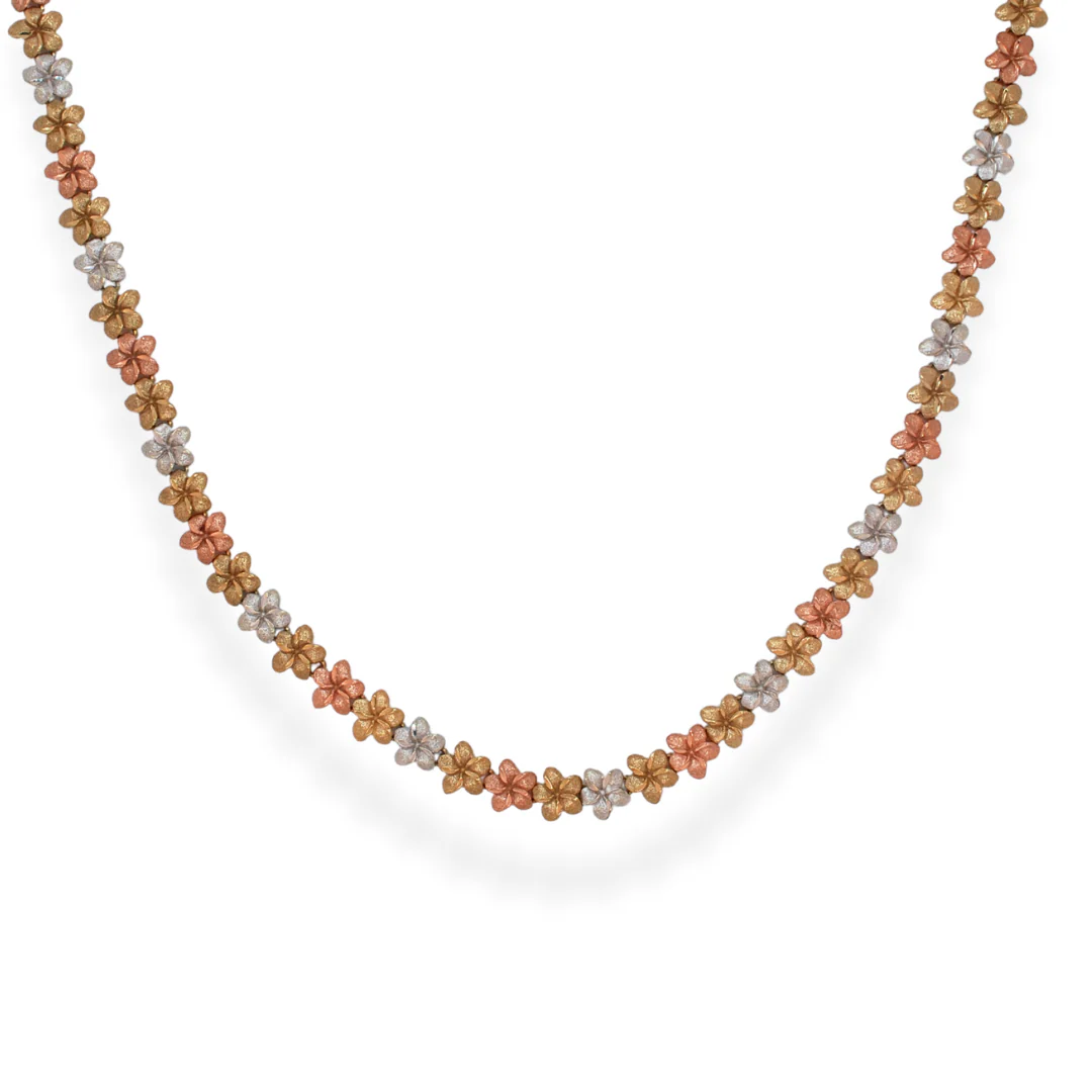 9ct 3/tone flower necklace