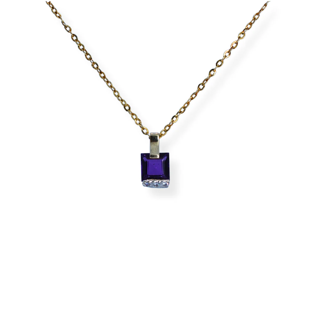 9ct diamond and amethyst necklace - Image 2