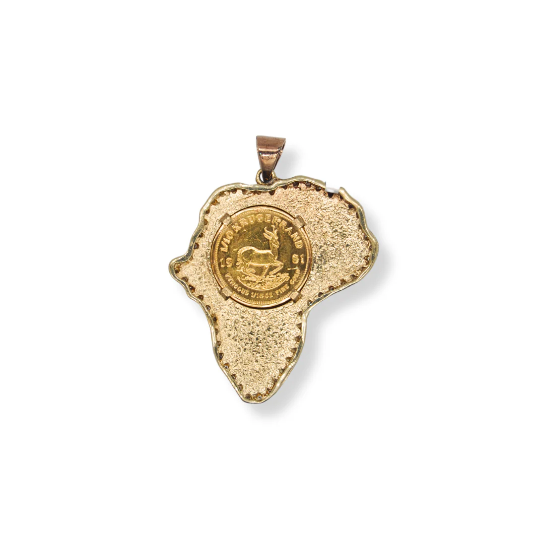 9ct gold Africa map with Kruger Rand - Image 2