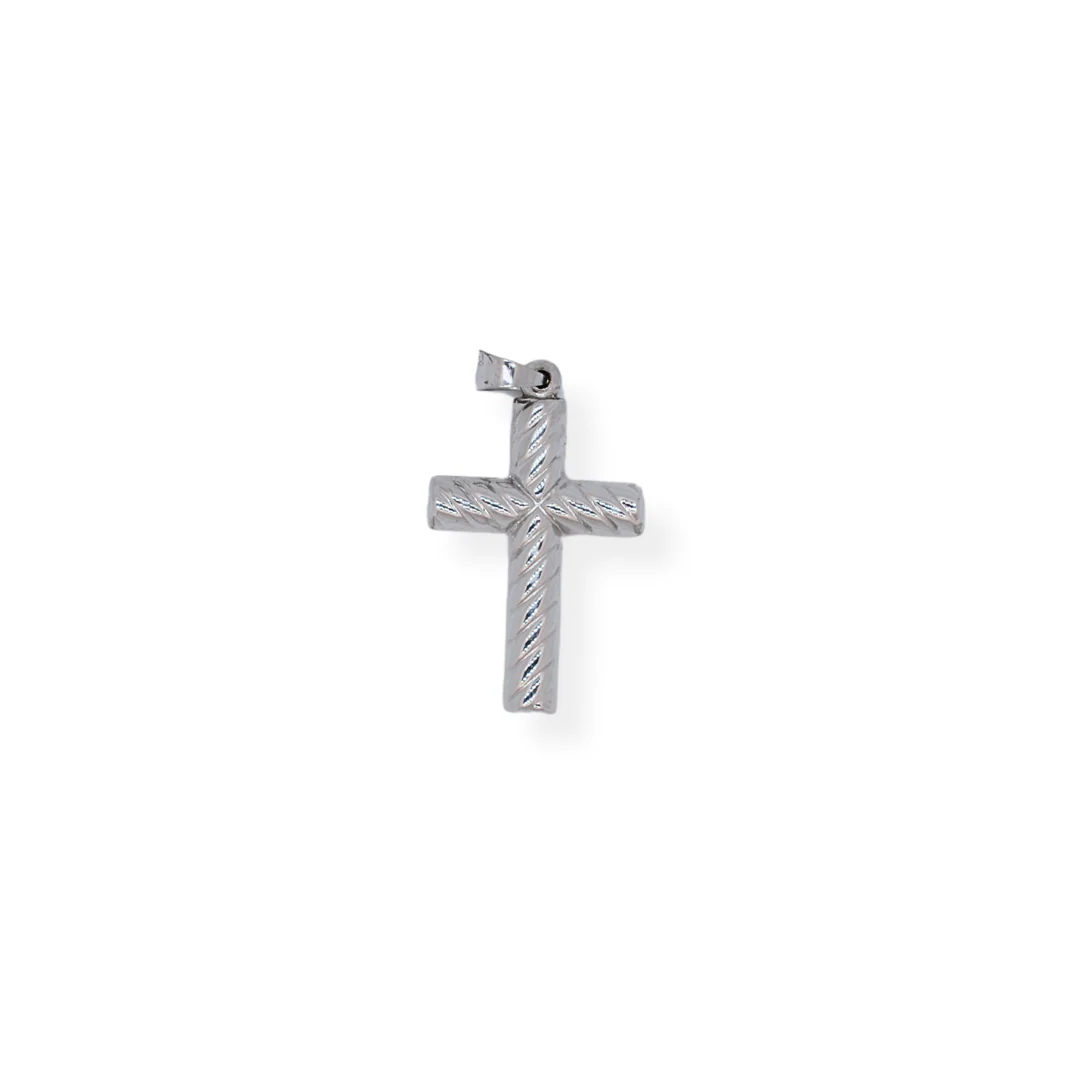 9ct white gold patterned cross pendant