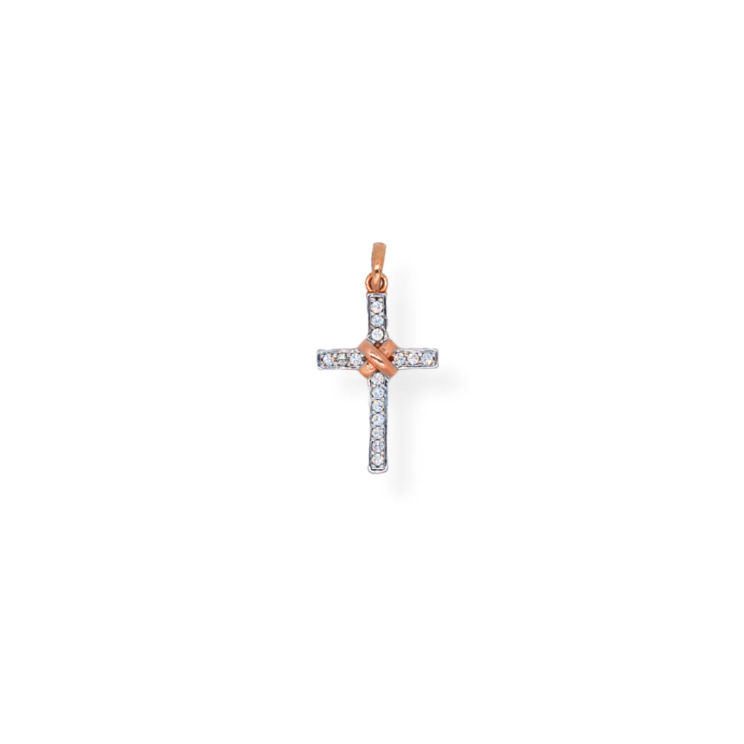 9ct rose gold cz cross