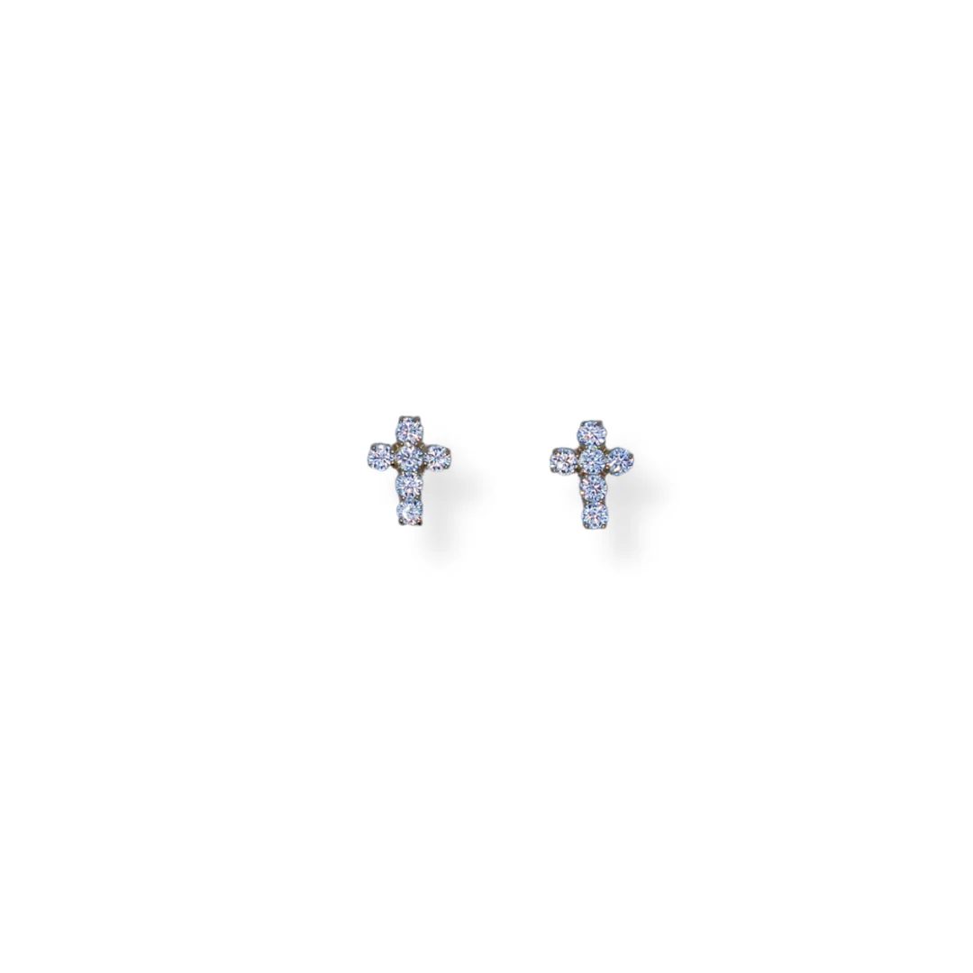9ct gold cz cross earrings