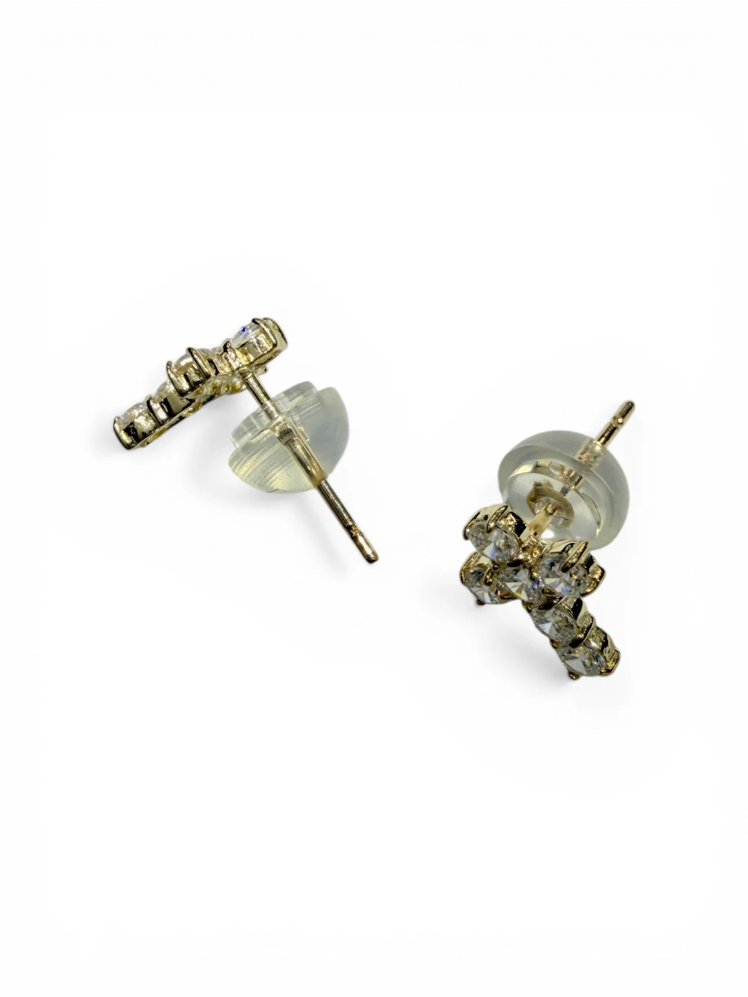 9ct gold cz cross earrings - Image 2
