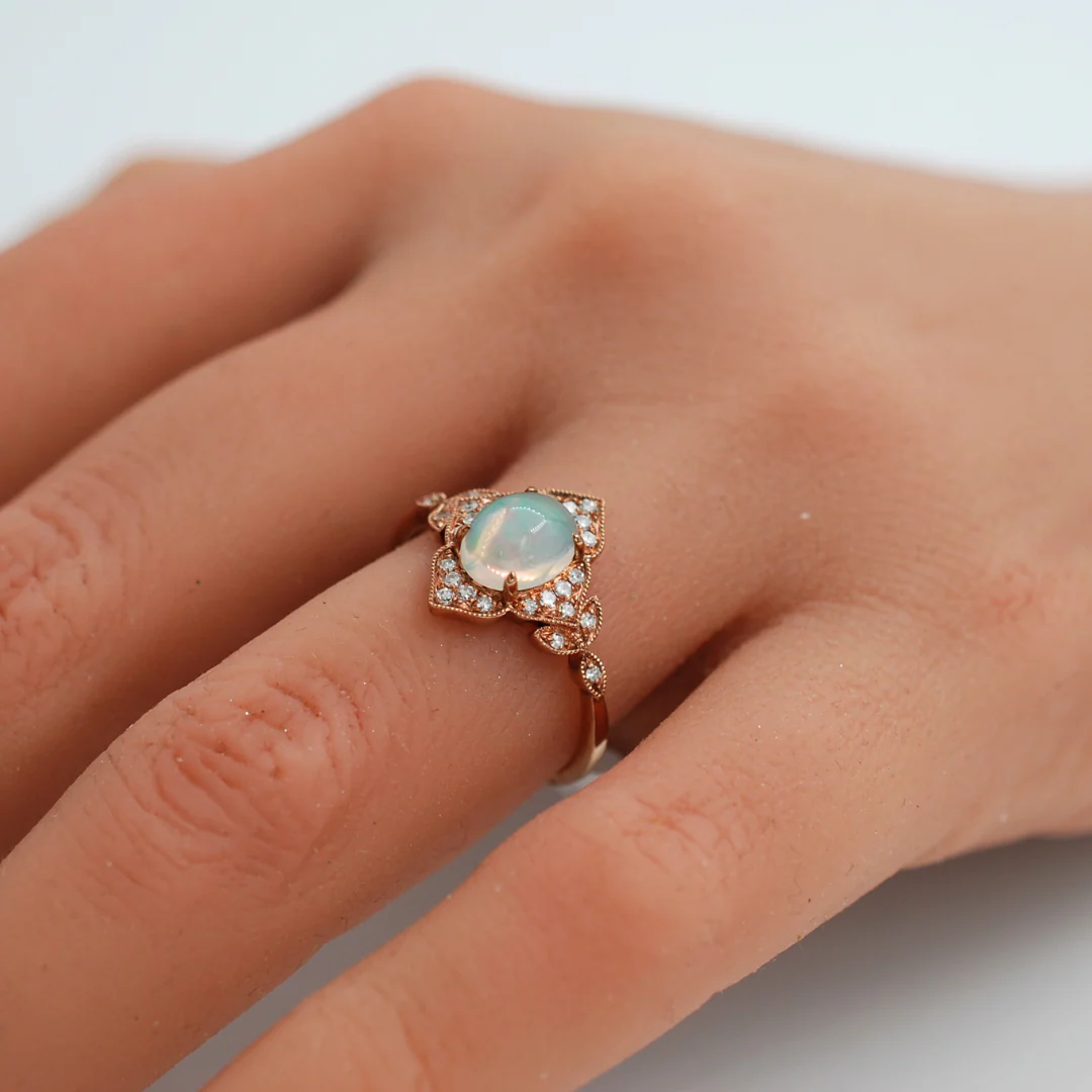9ct gold diamond and opal ring - Image 3