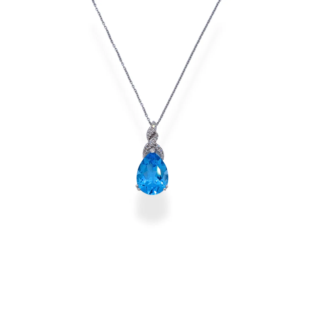 9ct gold diamond topaz pendant