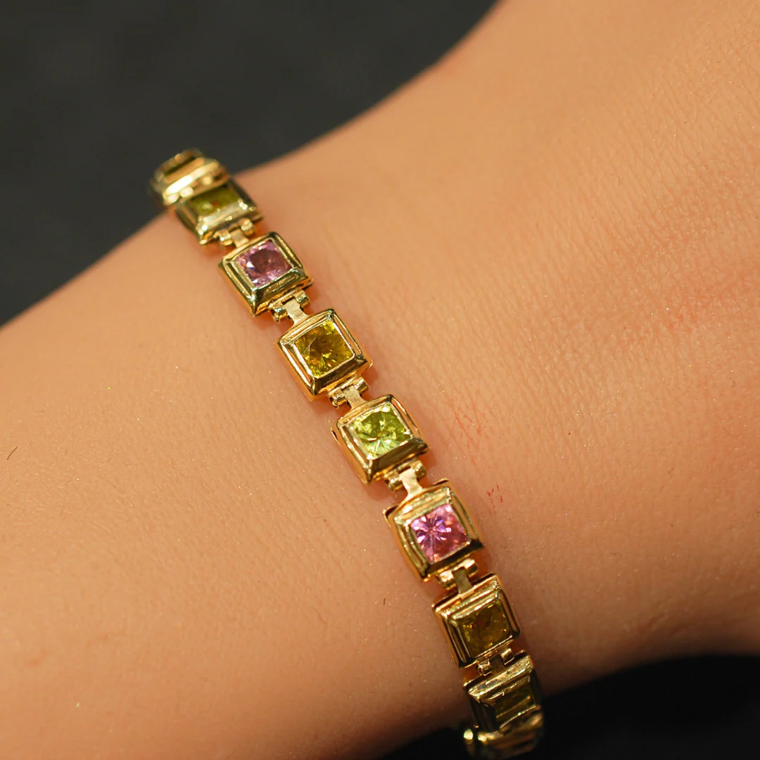 9ct gold multi coloured bracelet - Image 3