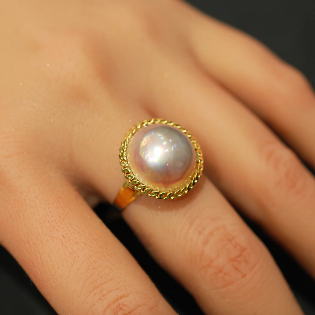 9ct gold pink pearl ring - Image 2
