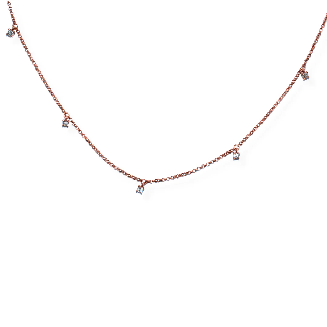 9ct rose gold diamond necklace - Image 2