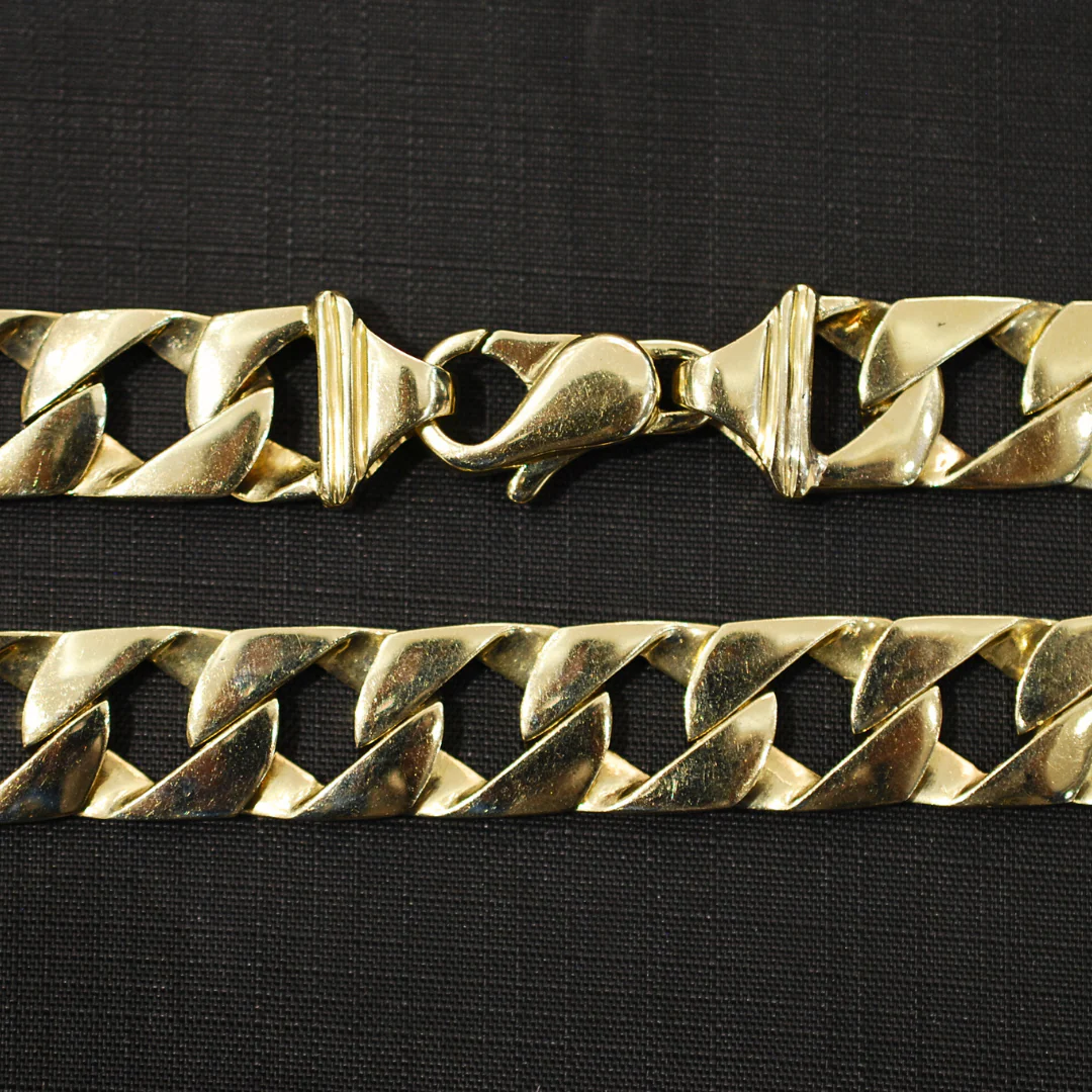 9ct gold handmade square link chain - Image 3