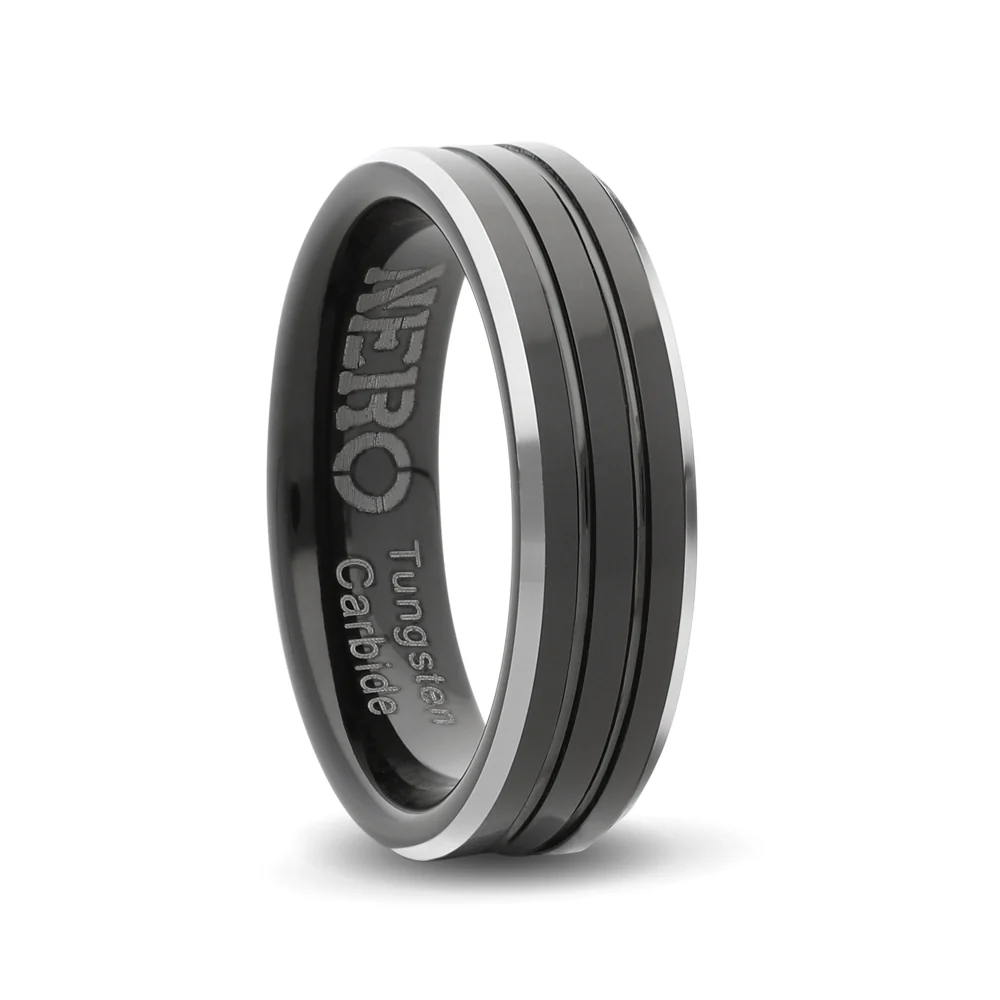 Nero Tungsten silver/grey ring