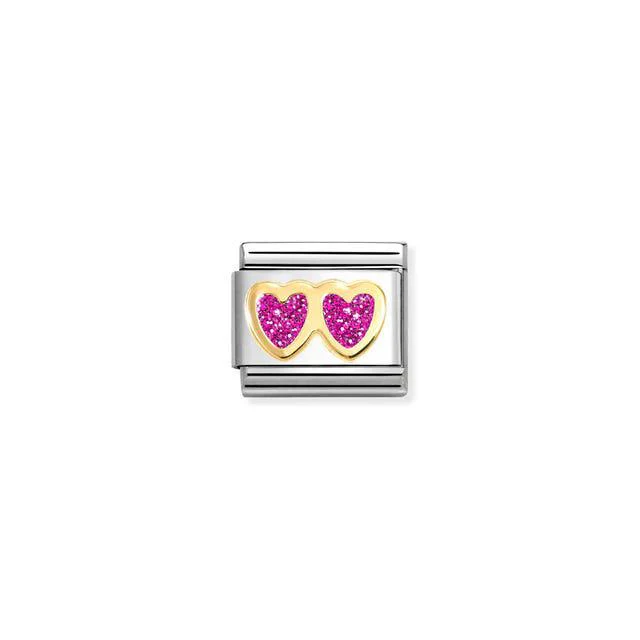 Pink glitter heart link