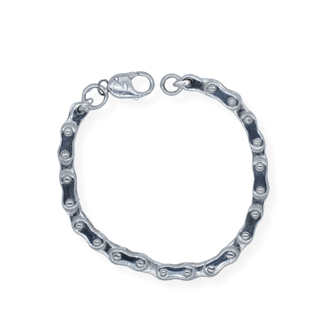 Silver motorbike chain bracelet - Image 3