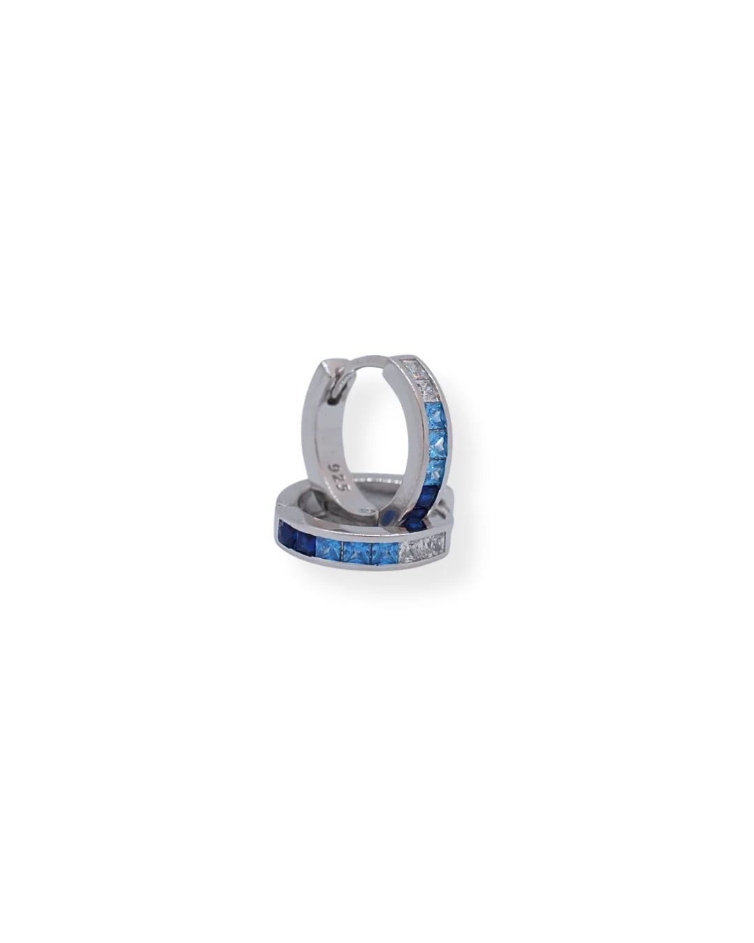 Silver blue cz earrings