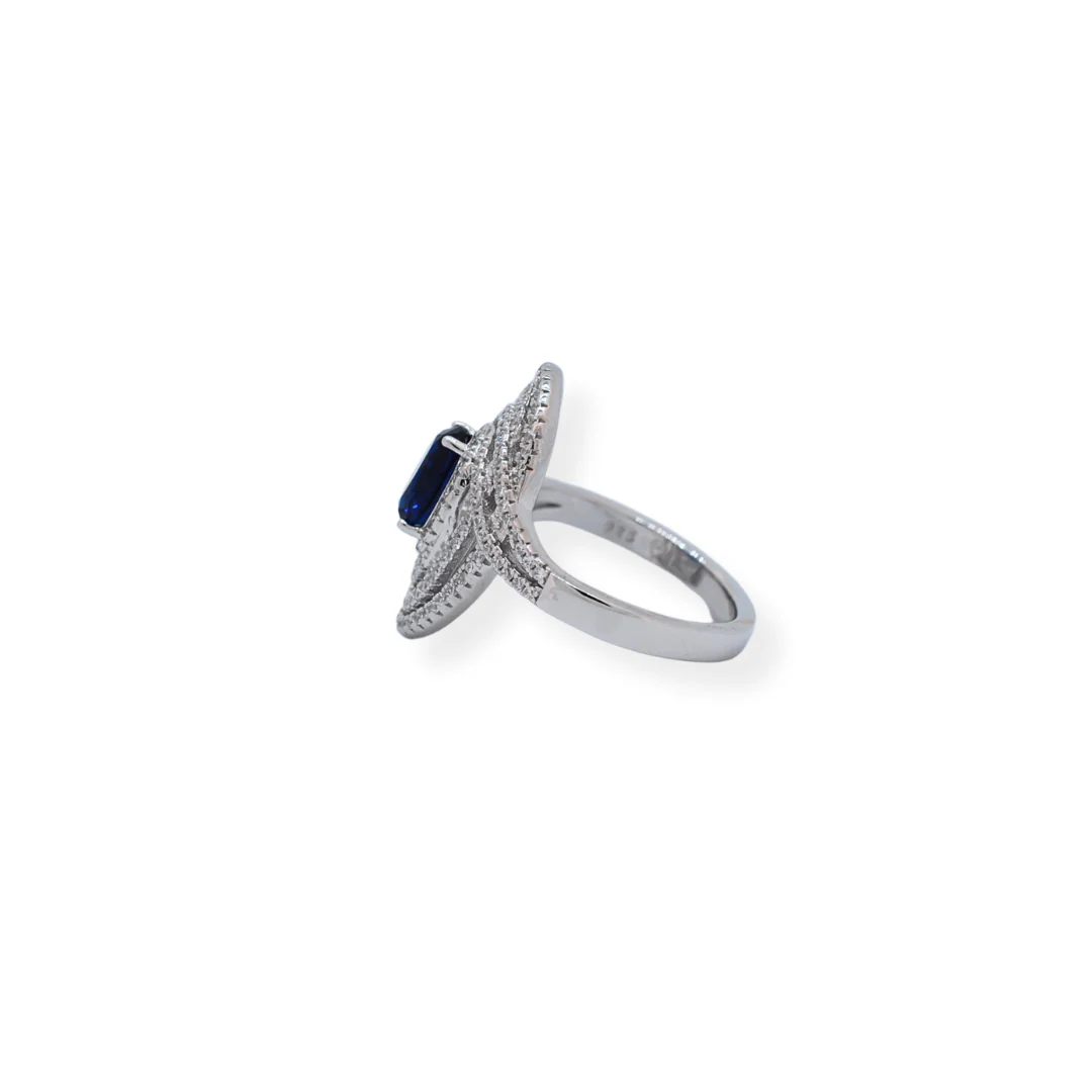Silver blue cz ring - Image 2