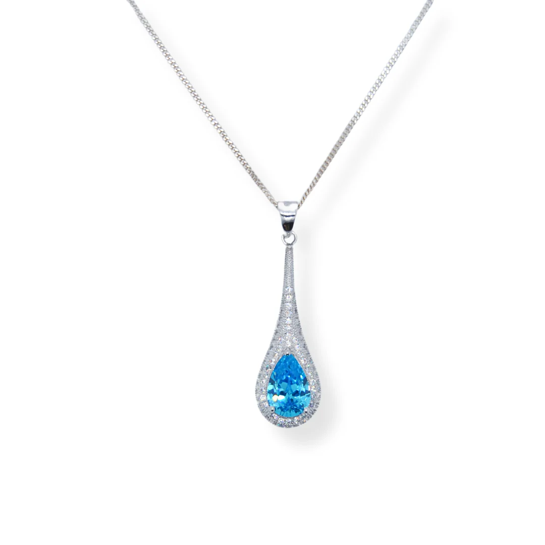 Silver blue cz set