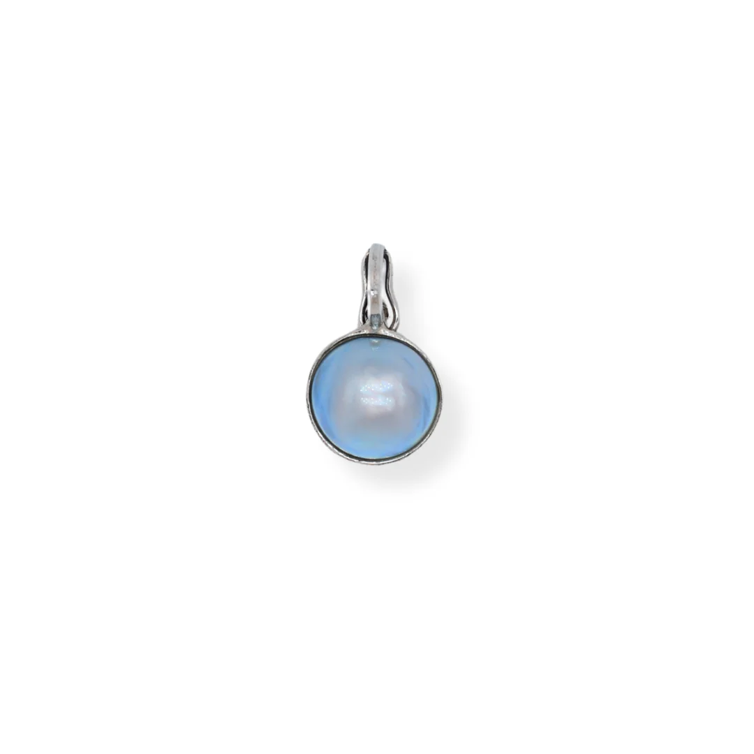 Silver blue marbe pearl pendant