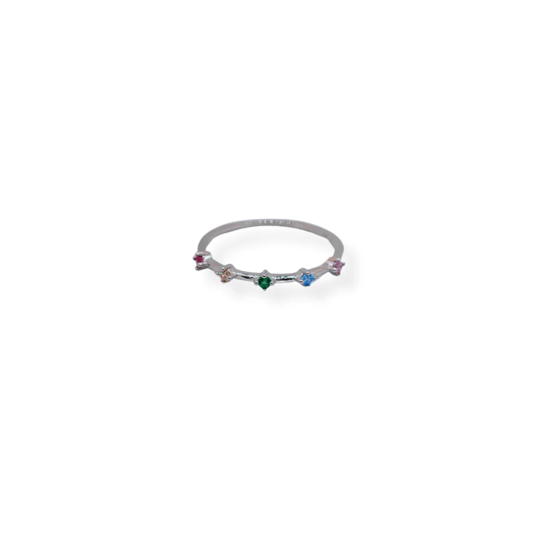 Silver colourful cz ring - Image 2