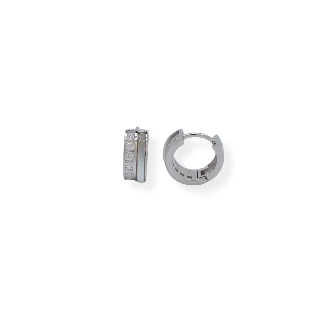 Silver cz and pearl earrings