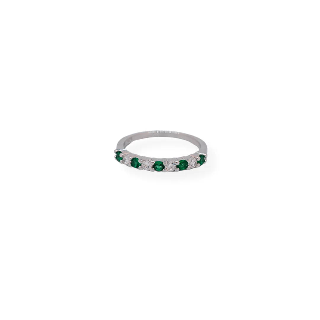Silver cz band ring