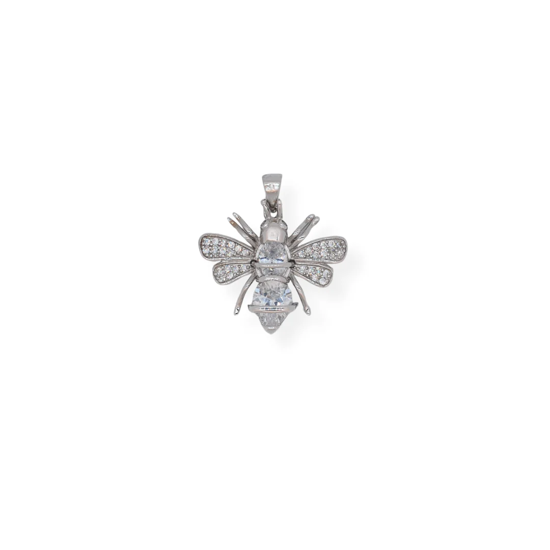 Silver cz bee pendant