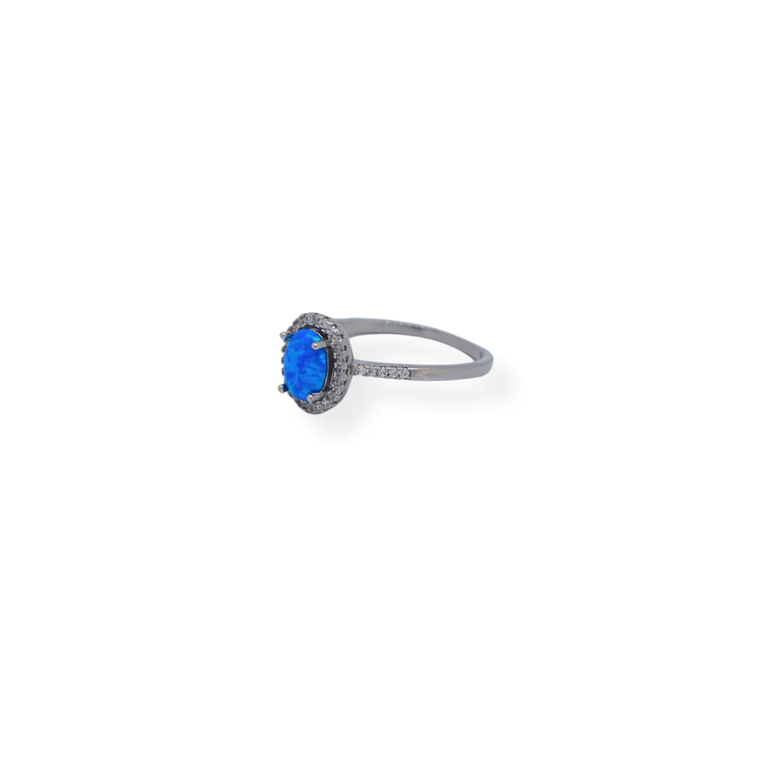 Silver cz blue opal ring - Image 2
