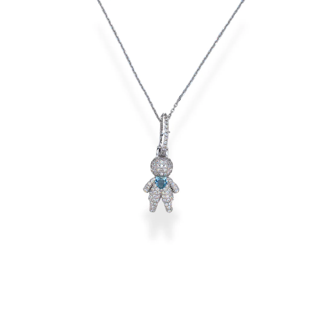 Silver cz Boy pendant necklace
