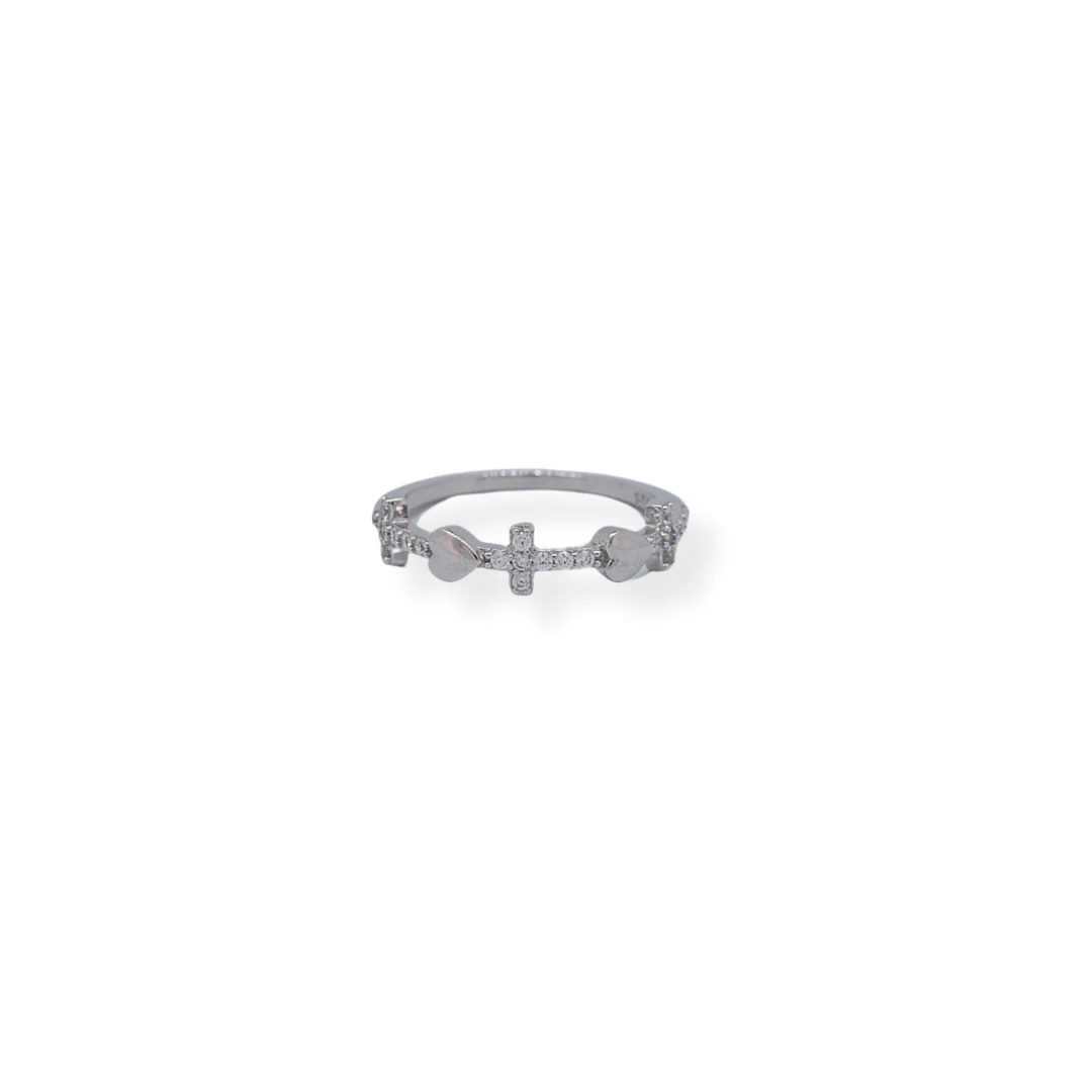 Silver cz cross band