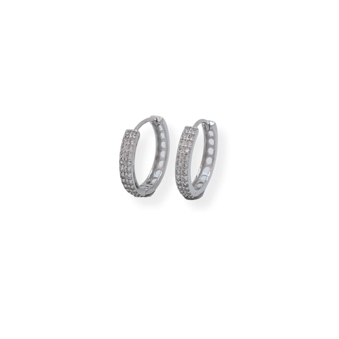 Silver cz hoop earrings - Image 2