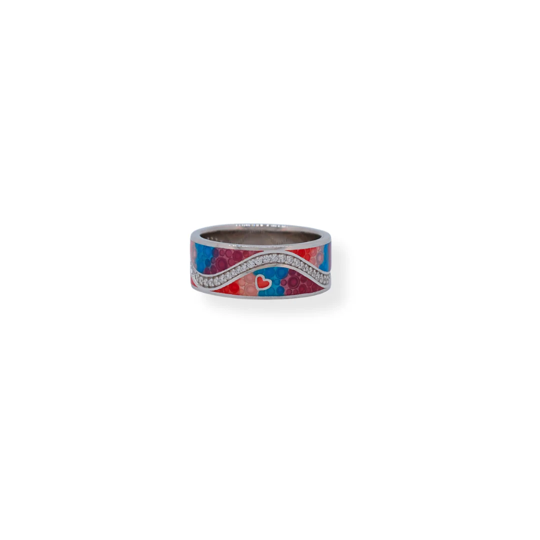 Silver enamel ring