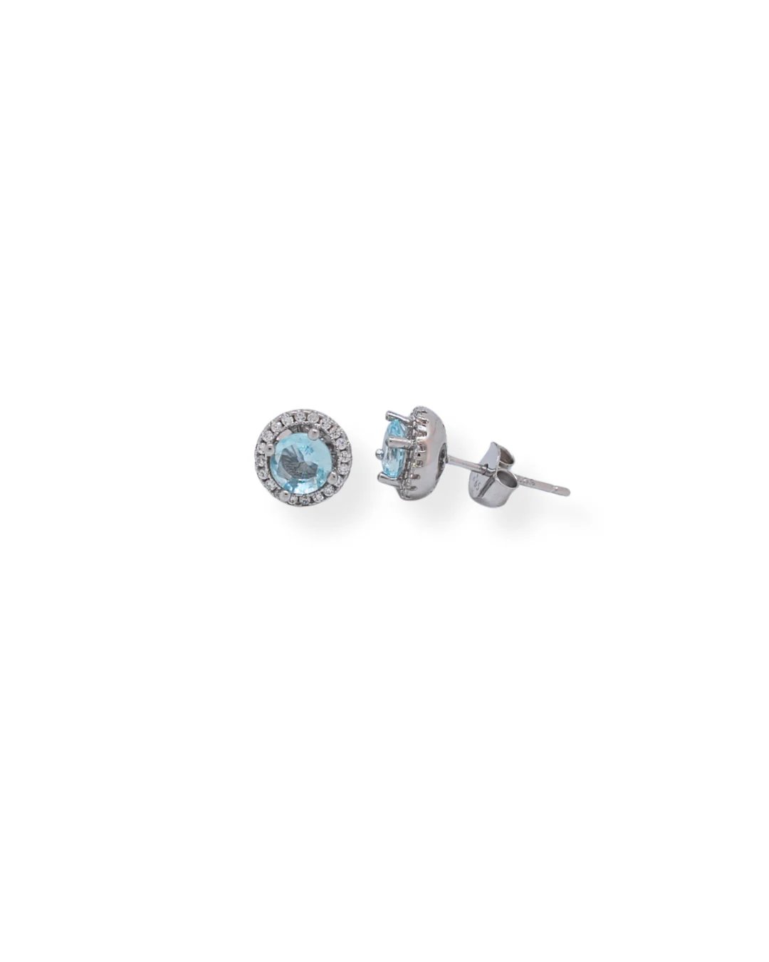 Silver light blue cz earrings