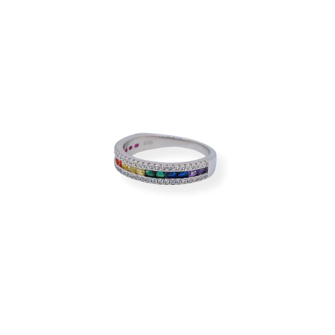 Silver multicoloured cz ring - Image 3