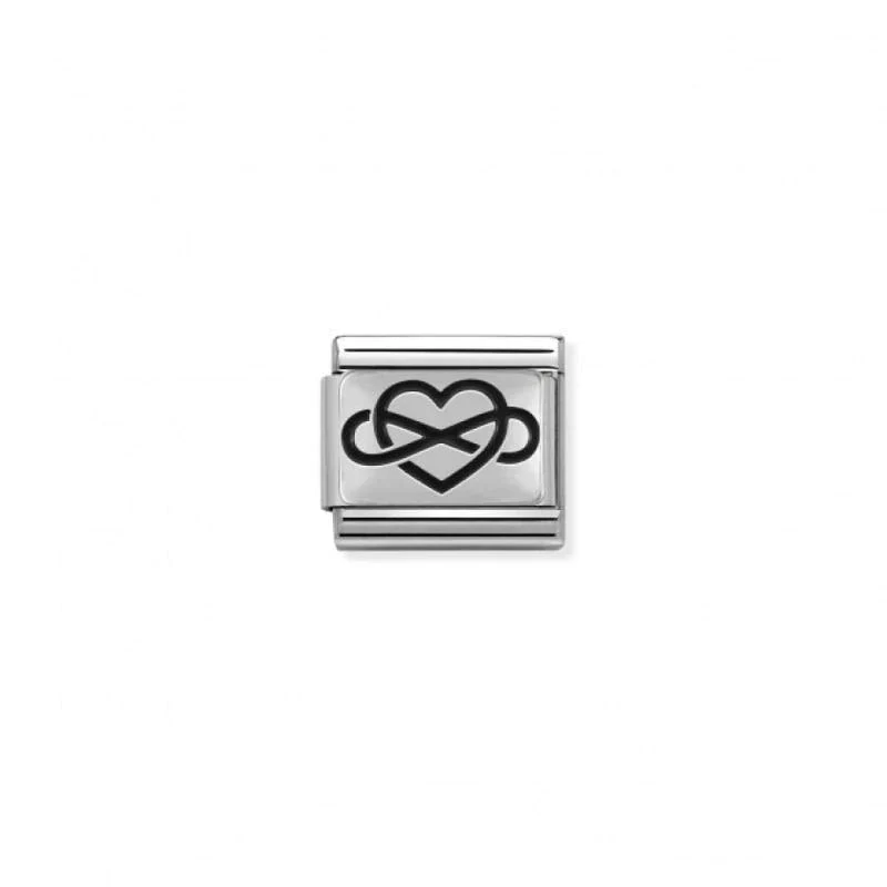 Silvershine oxidised infinity heart link